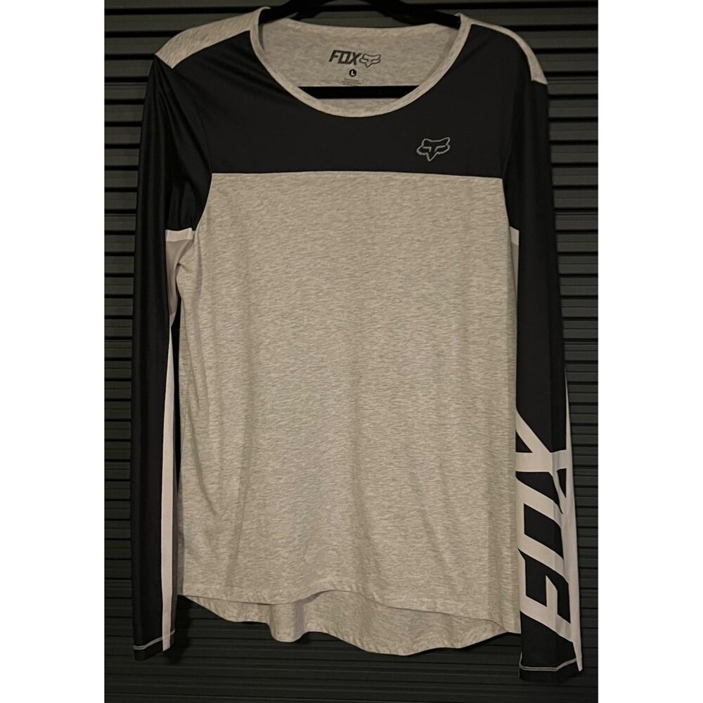 Fox Racing Long-Sleeve Colorblock Shirt Gray/Black Mens Large Performance Wear